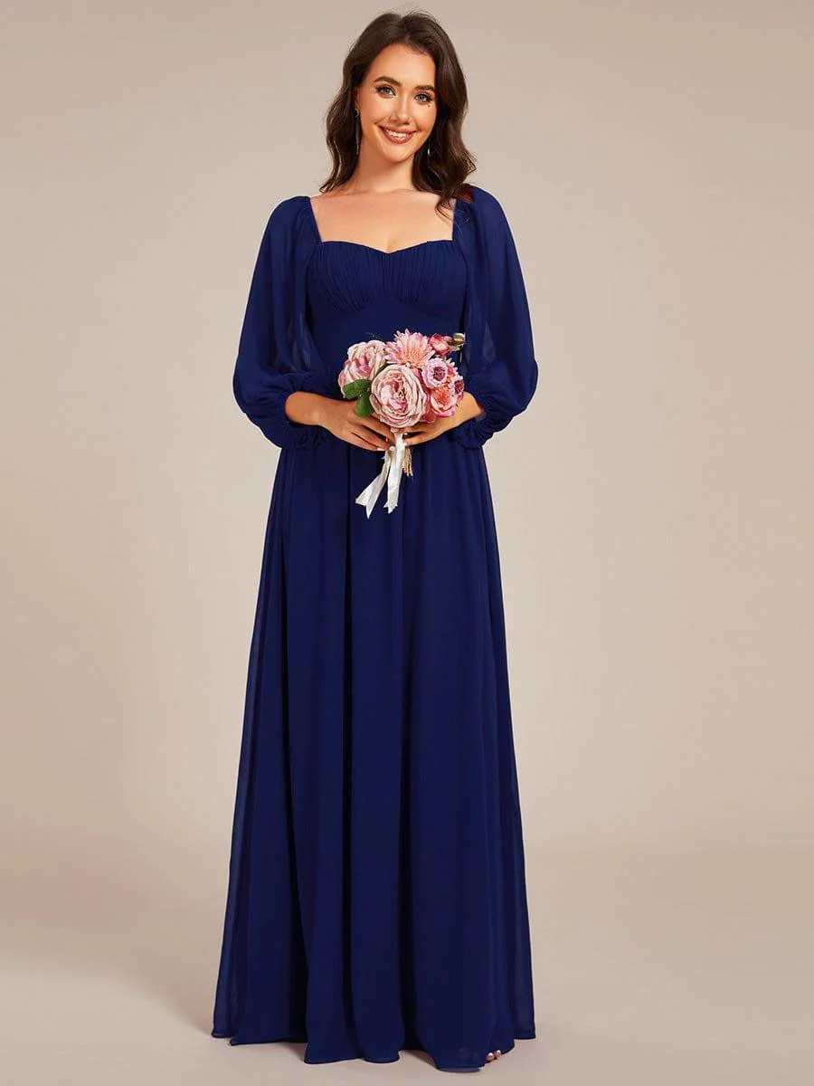 ever OAKLYN|Sweetheart Neck Long Sleeve Pleated Chiffon Maxi Dress - Image 15