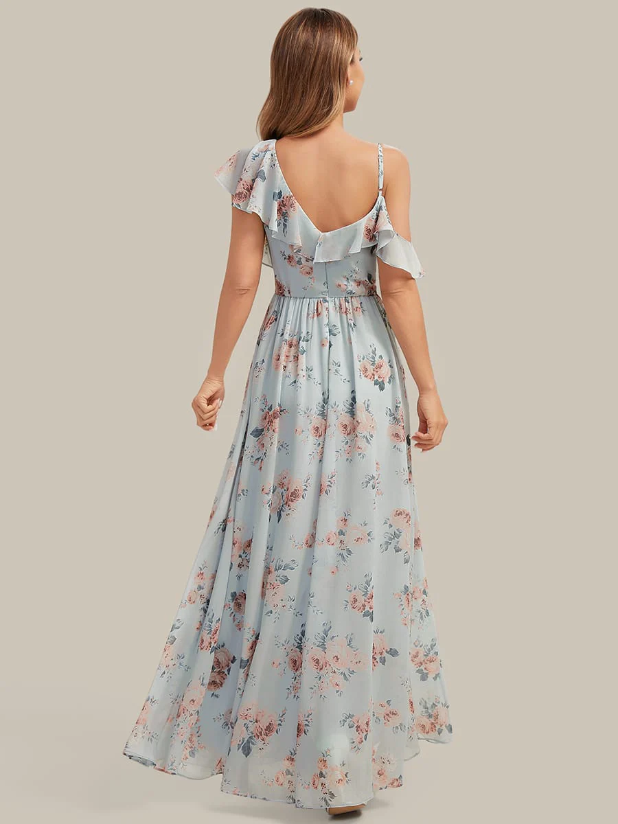 ever AIDA|Floor-Length Asymmetrical Ruffle Sleeve Chiffon Dress - Image 2
