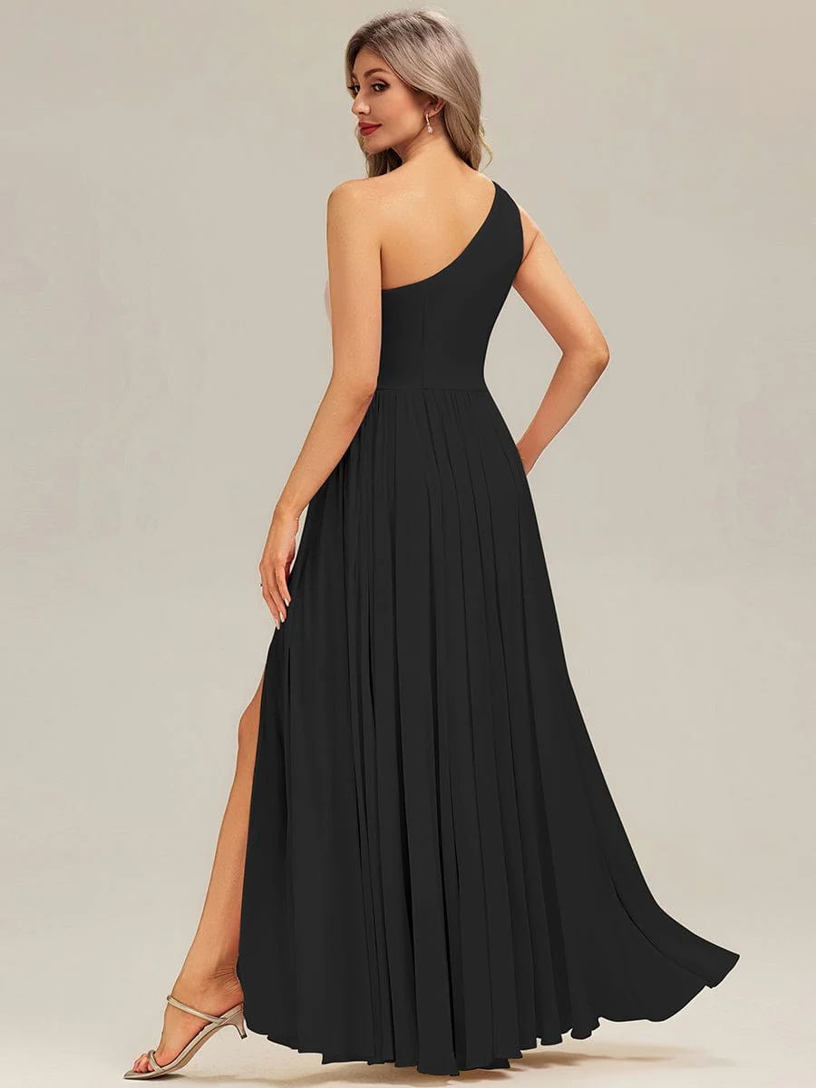 ever BRIELLE|Designer Thigh-High Slit Chiffon Bridesmaid Dress - Image 10