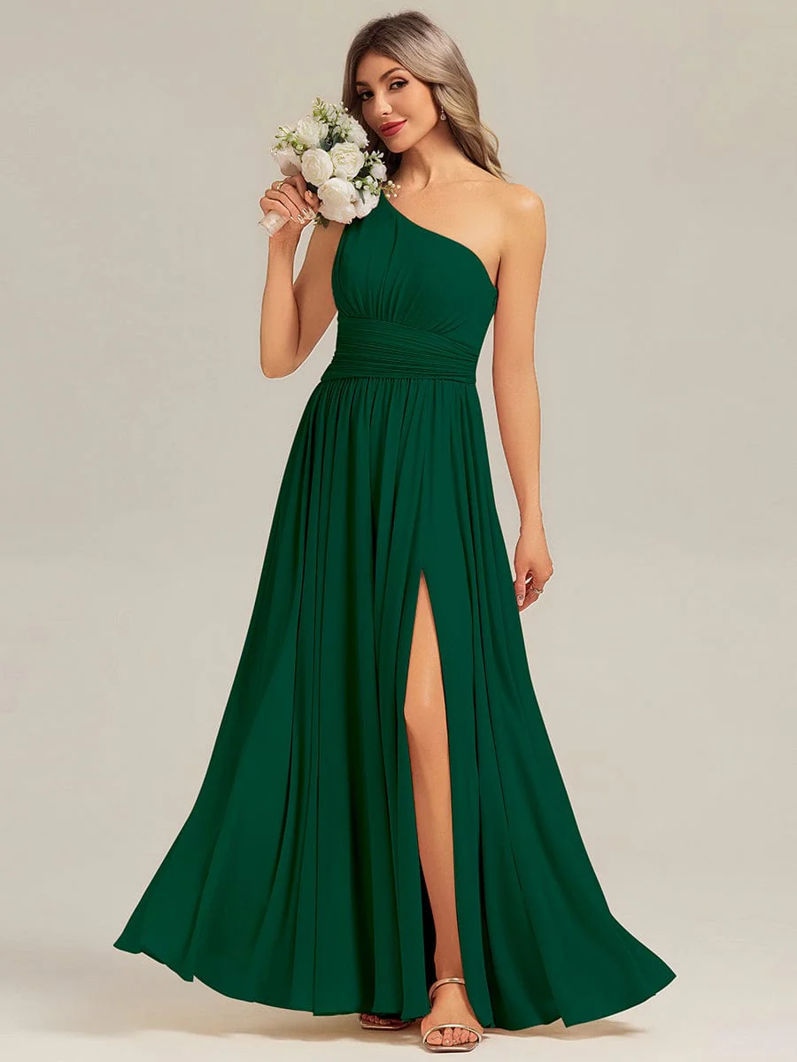 ever BRIELLE|Designer Thigh-High Slit Chiffon Bridesmaid Dress - Image 15
