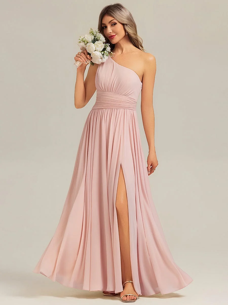 ever BRIELLE|Designer Thigh-High Slit Chiffon Bridesmaid Dress - Image 5
