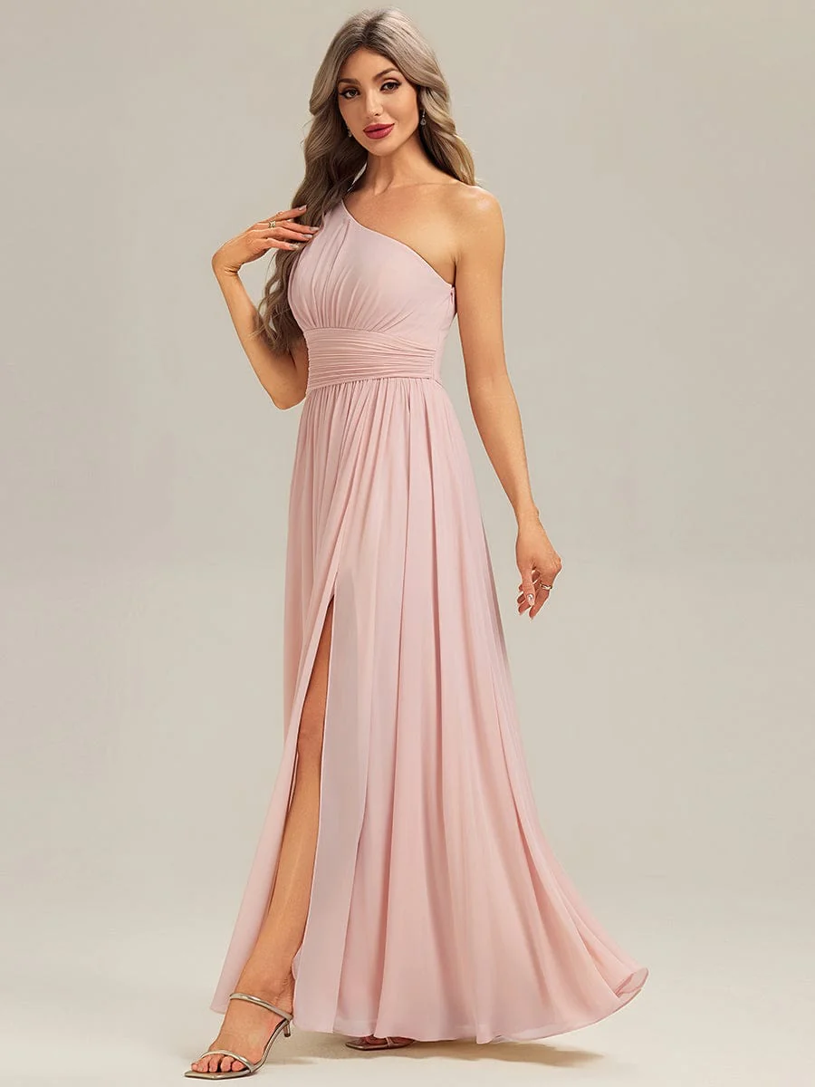 ever BRIELLE|Designer Thigh-High Slit Chiffon Bridesmaid Dress - Image 9