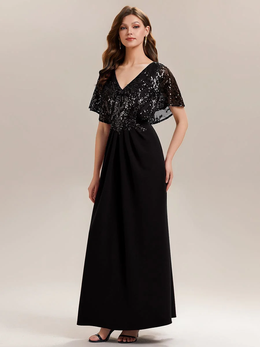 ever KIRA|Elegant V-Neck Sequin Batwing Sleeve Dress - Image 15