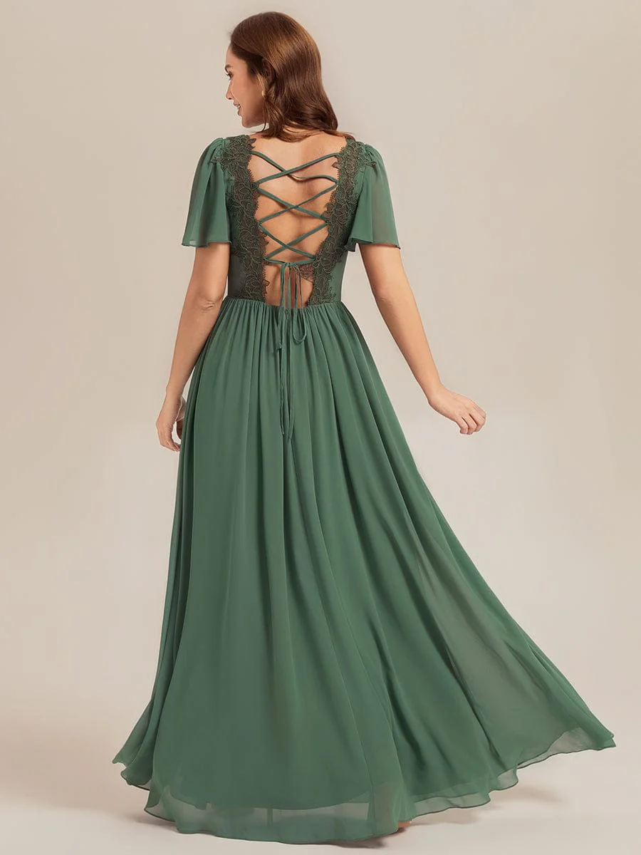 ever AMIRA|Tie-Front Chiffon Ruffle Sleeve Bridesmaid Dress - Image 2