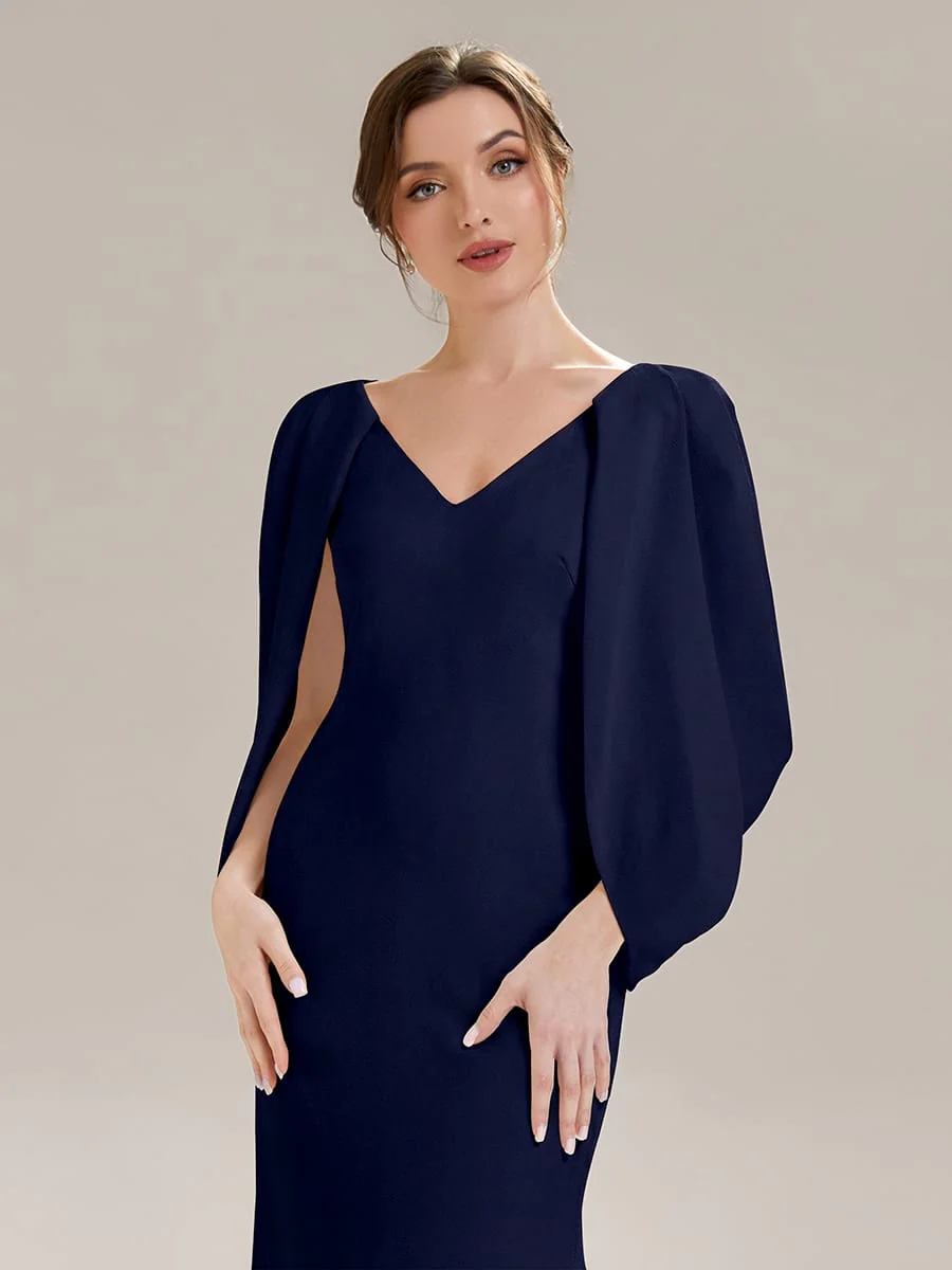 Tie-Front Knit Cape Sleeve Dress - Image 10