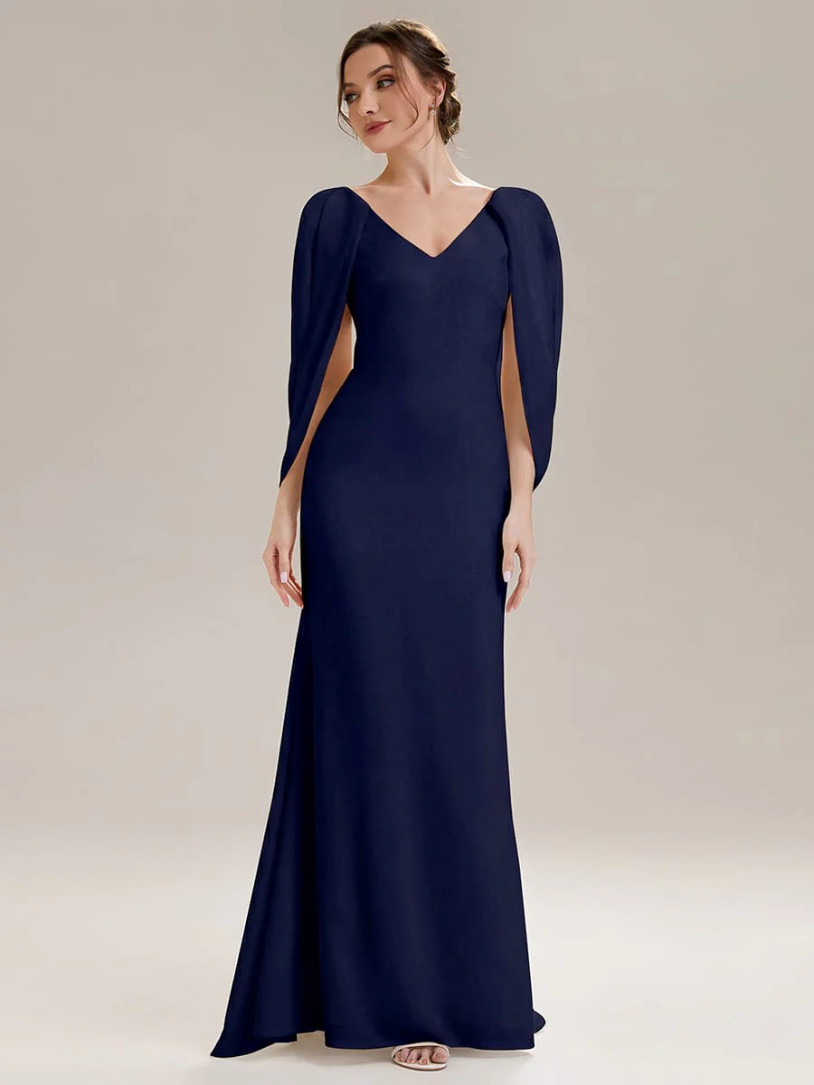 Tie-Front Knit Cape Sleeve Dress - Image 12