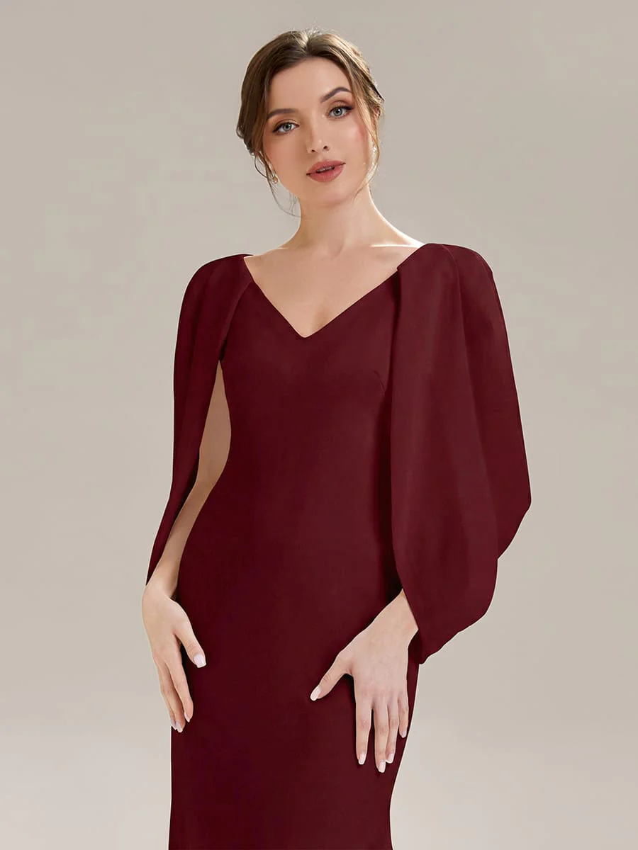 Tie-Front Knit Cape Sleeve Dress - Image 5