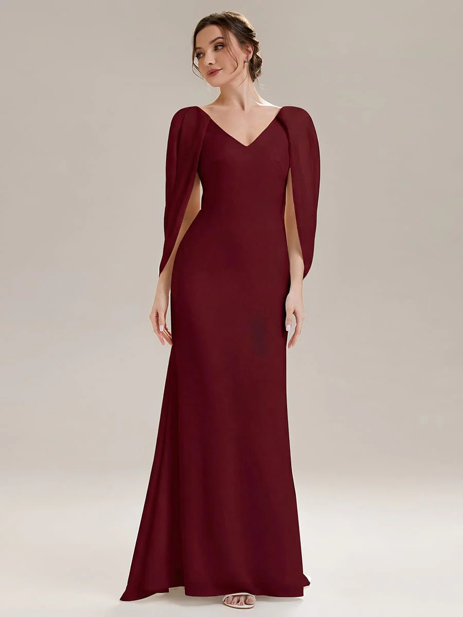 Tie-Front Knit Cape Sleeve Dress - Image 7