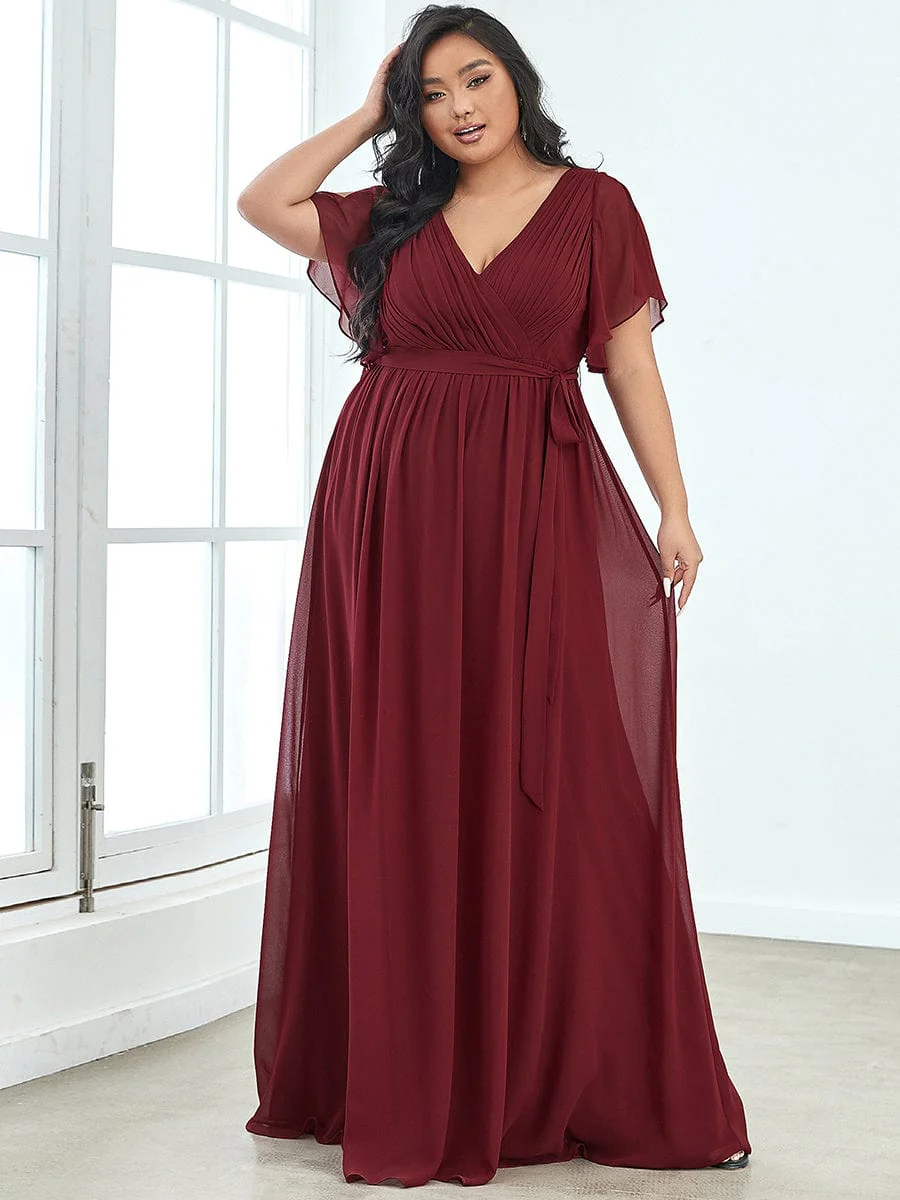 Top Picks Burgundy Elegant Chiffon Dresses - Image 56