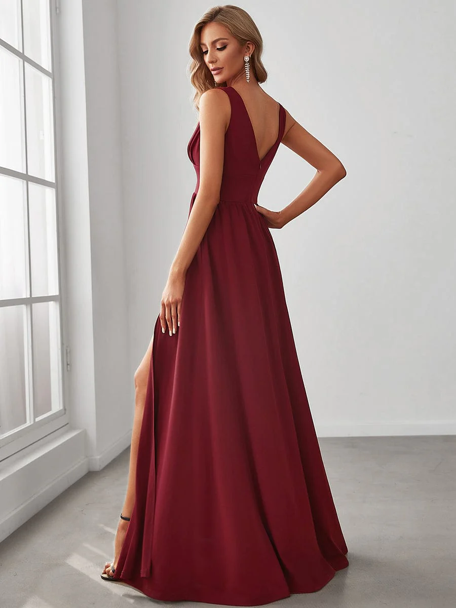 Top Picks Burgundy Elegant Chiffon Dresses - Image 58