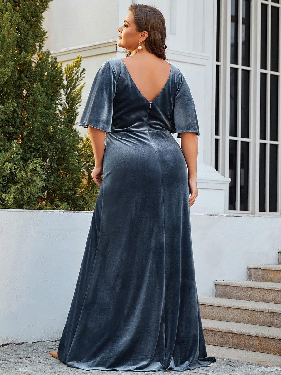 ever REINE|Trendy Double V Neck Velvet Wedding Guest Dress - Image 30