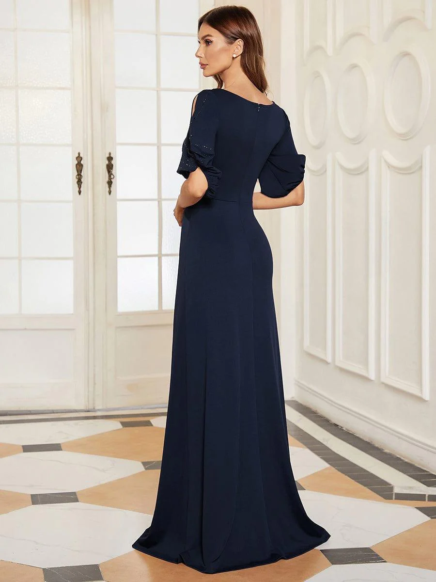 ever VICOTIRE|Trendy Round Neck Floor Length Evening Dress for Women - Image 2