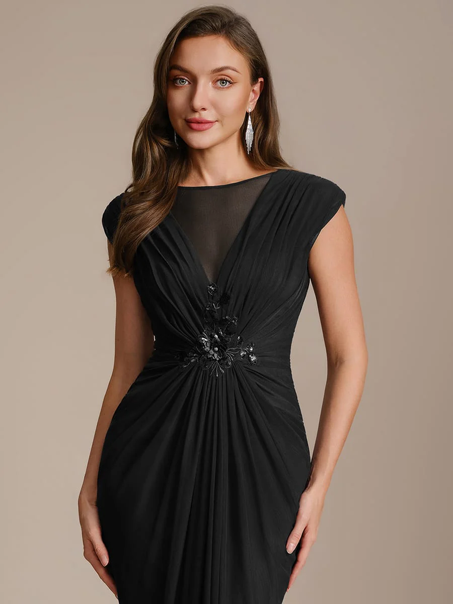 Tulle Cap Sleeve Bodycon Dress - Image 3