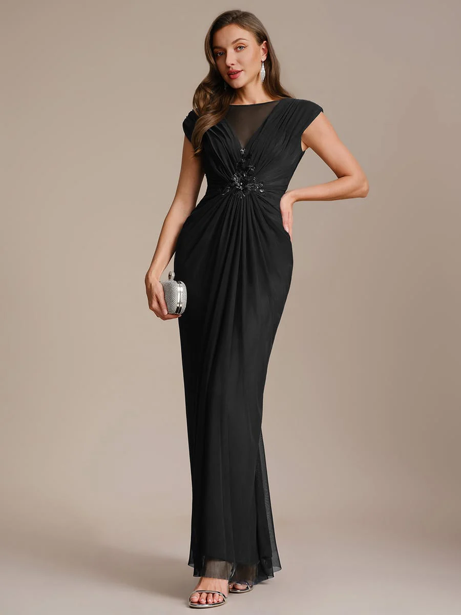 Tulle Cap Sleeve Bodycon Dress - Image 4