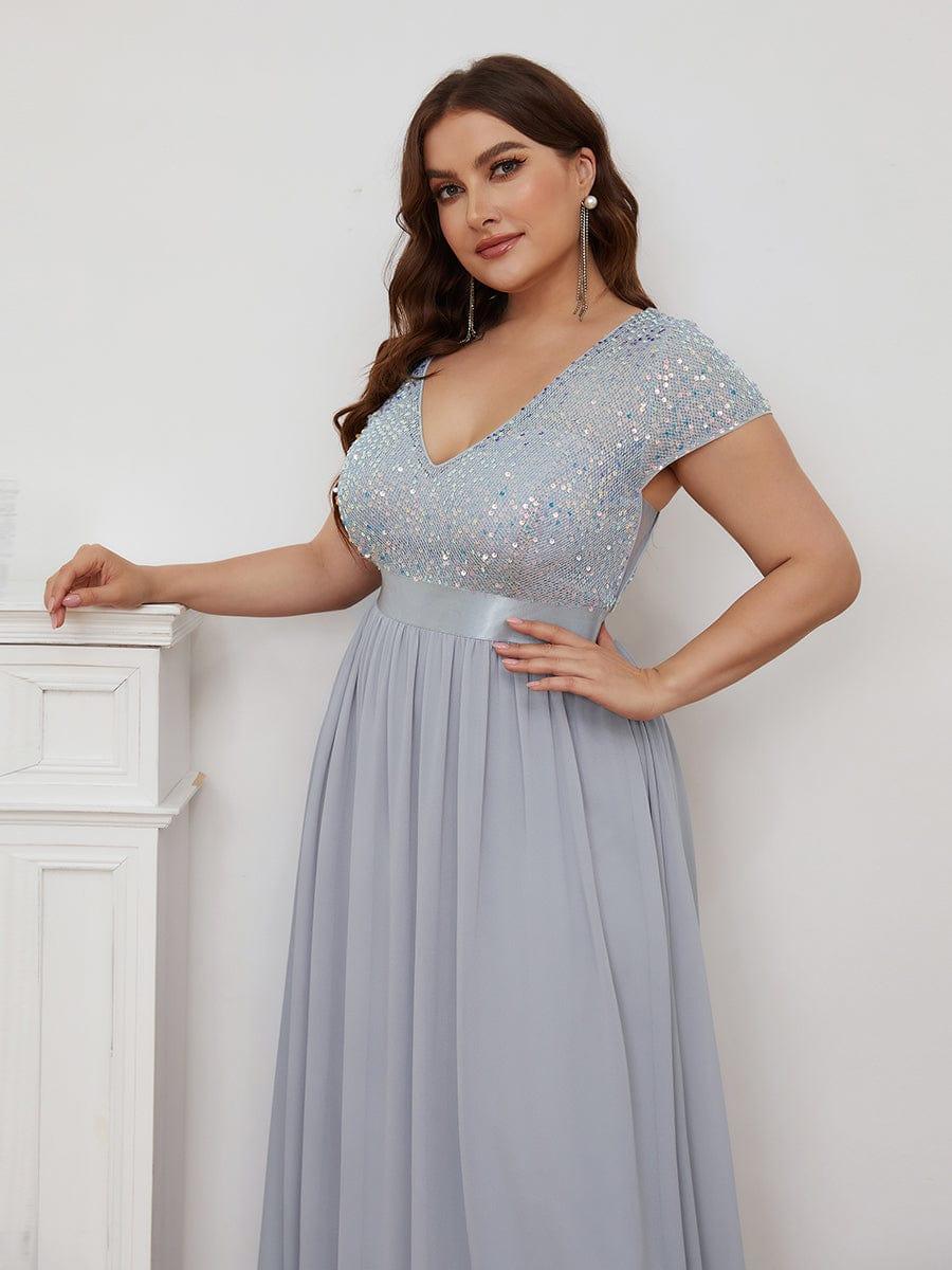 ever MIRAGE|V-Neck Cap Sleeve Sequin & Chiffon Empire Waist Evening Dress - Image 22