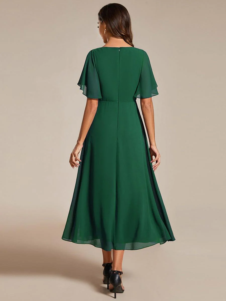ever DAHLIA|V-Neck Chiffon Midi Evening Dress with Waist Applique(Final Sale) - Image 51