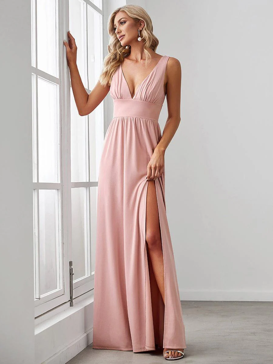 ever SORAYA|V-Neck High Slit Empire Waist Evening Dress(Final Sale) - Image 10