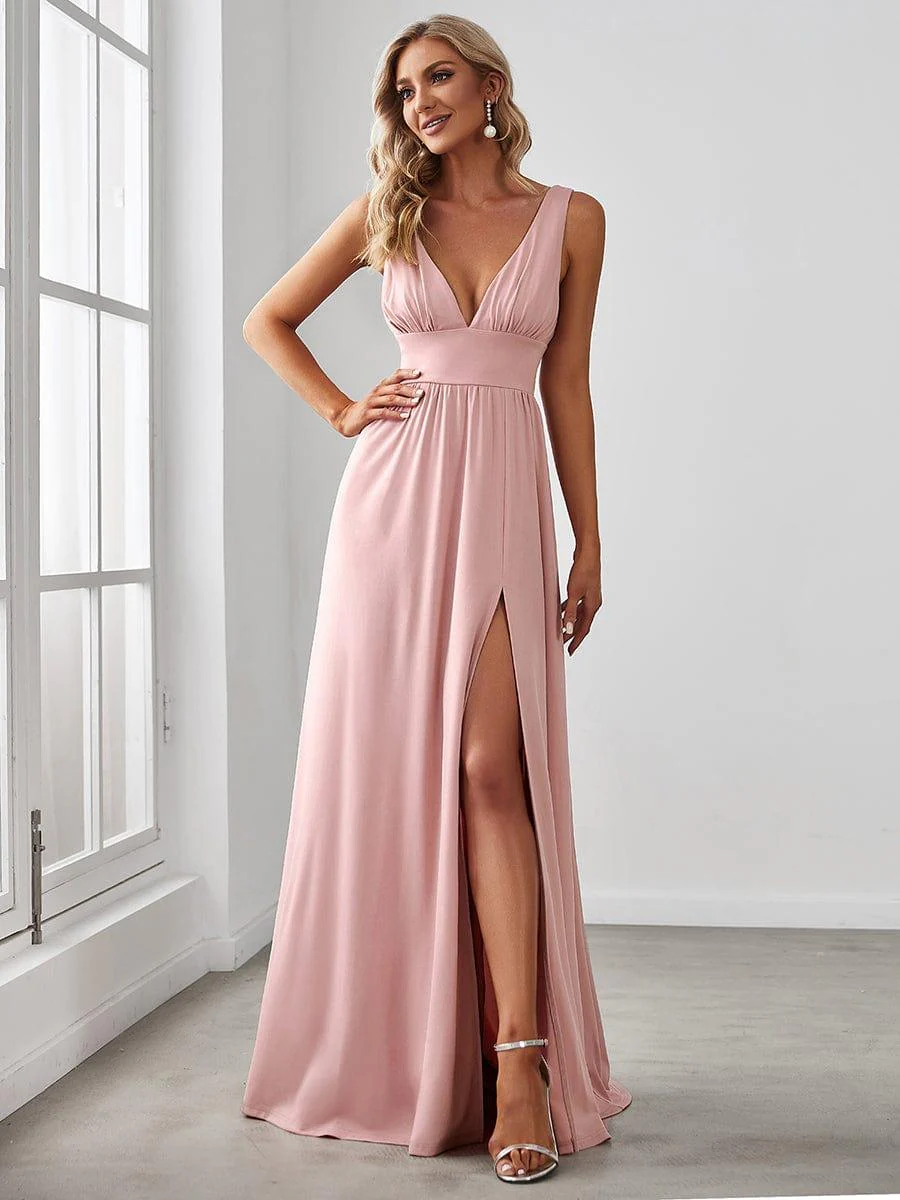 ever SORAYA|V-Neck High Slit Empire Waist Evening Dress(Final Sale) - Image 11