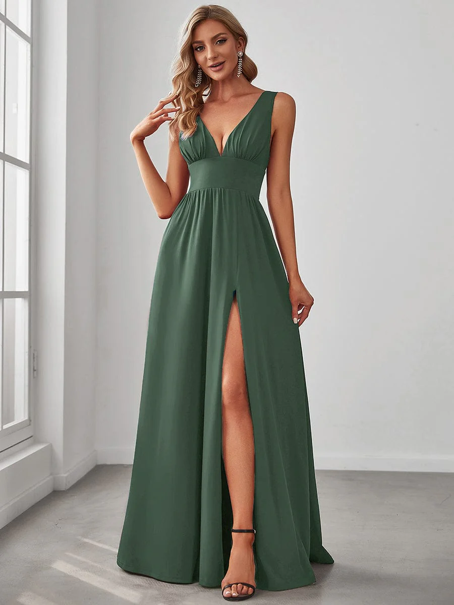 ever SORAYA|V-Neck High Slit Empire Waist Evening Dress(Final Sale) - Image 23
