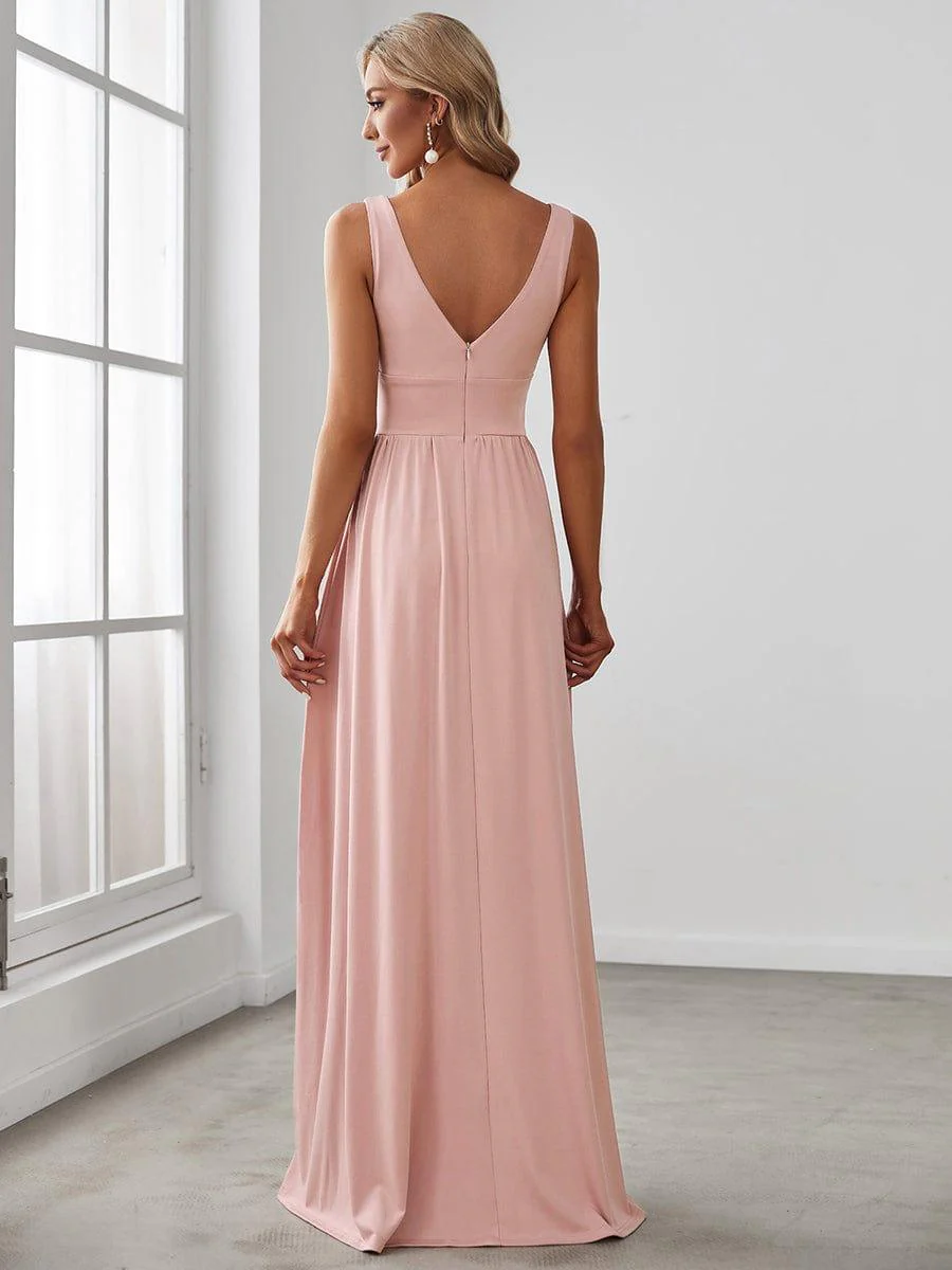 ever SORAYA|V-Neck High Slit Empire Waist Evening Dress(Final Sale) - Image 4