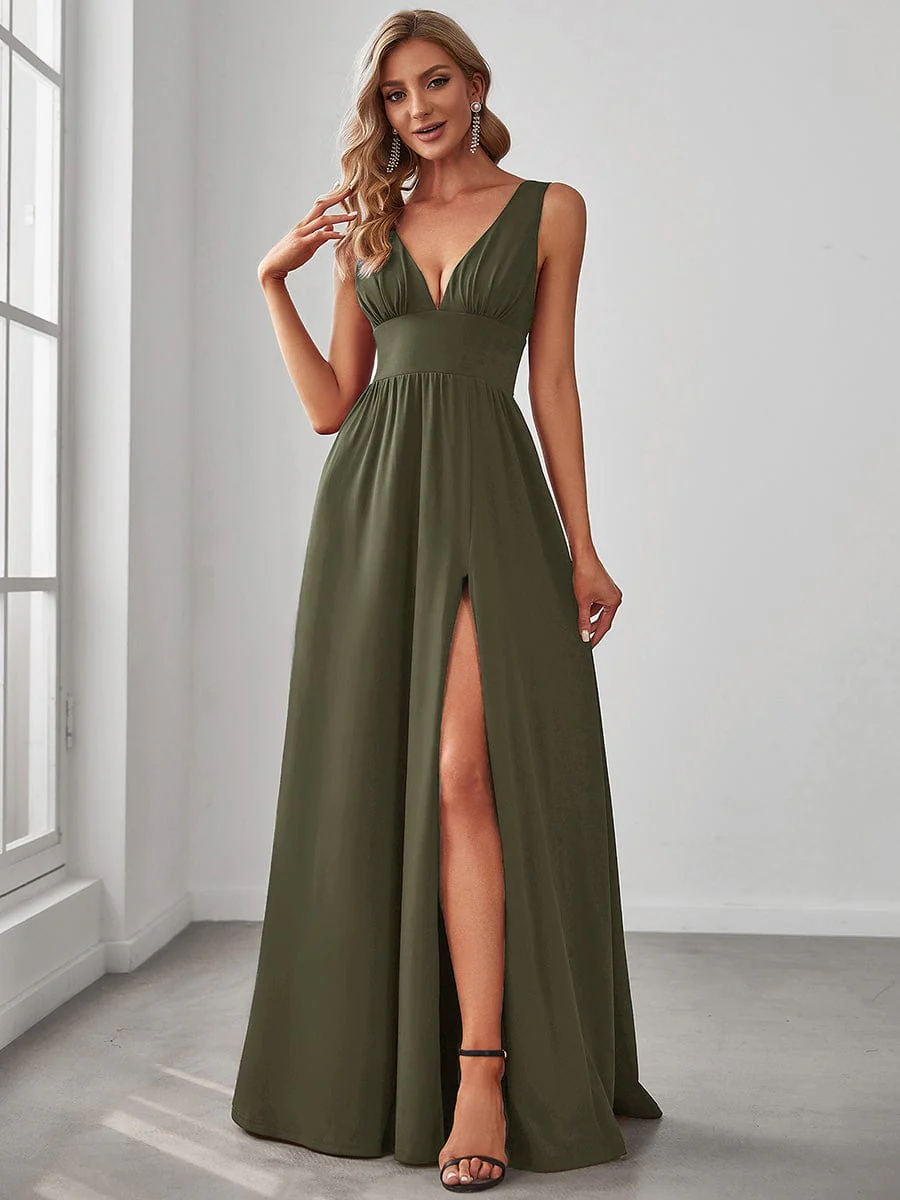 ever SORAYA|V-Neck High Slit Empire Waist Evening Dress(Final Sale) - Image 43