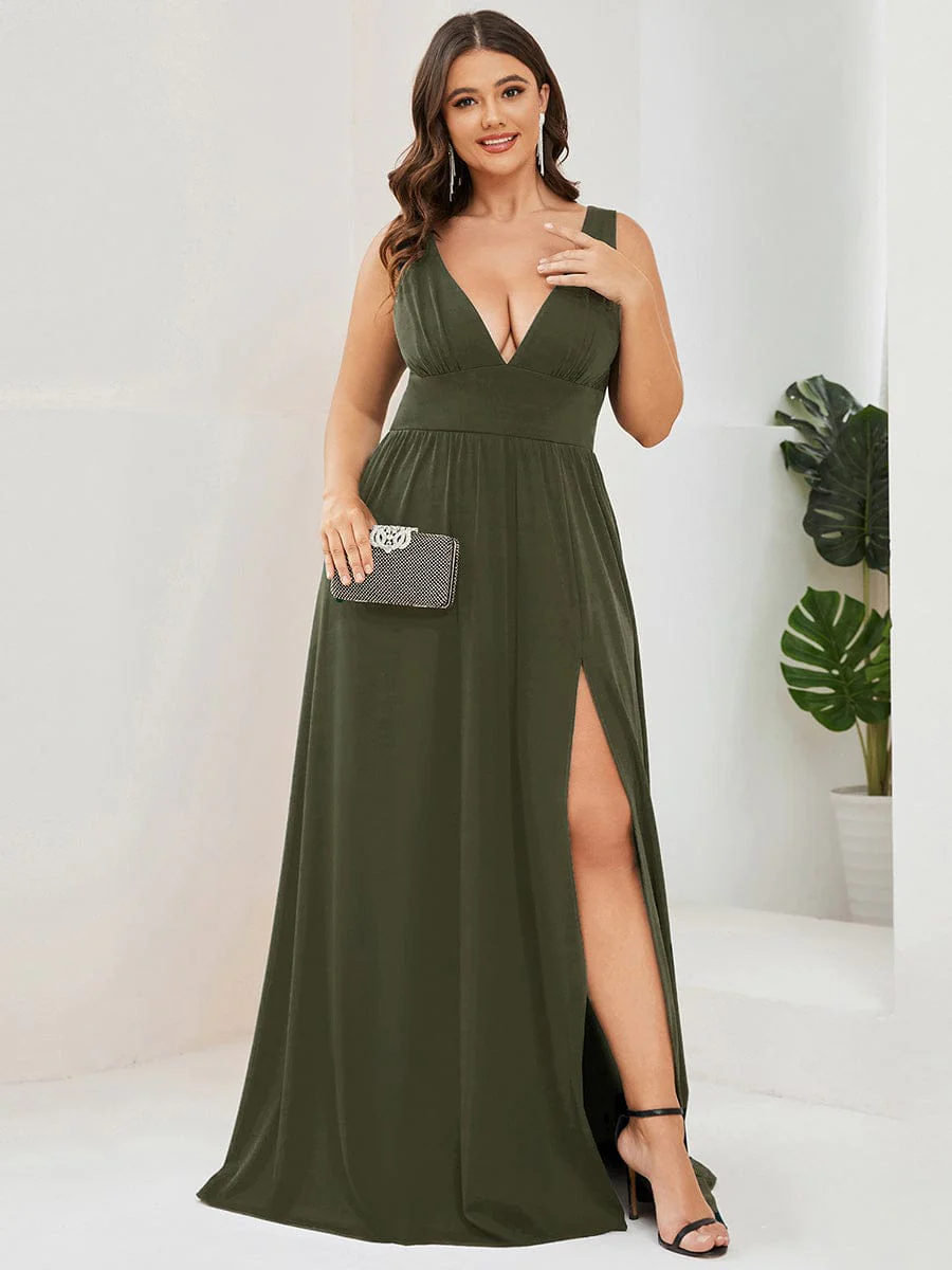ever SORAYA|V-Neck High Slit Empire Waist Evening Dress(Final Sale) - Image 48
