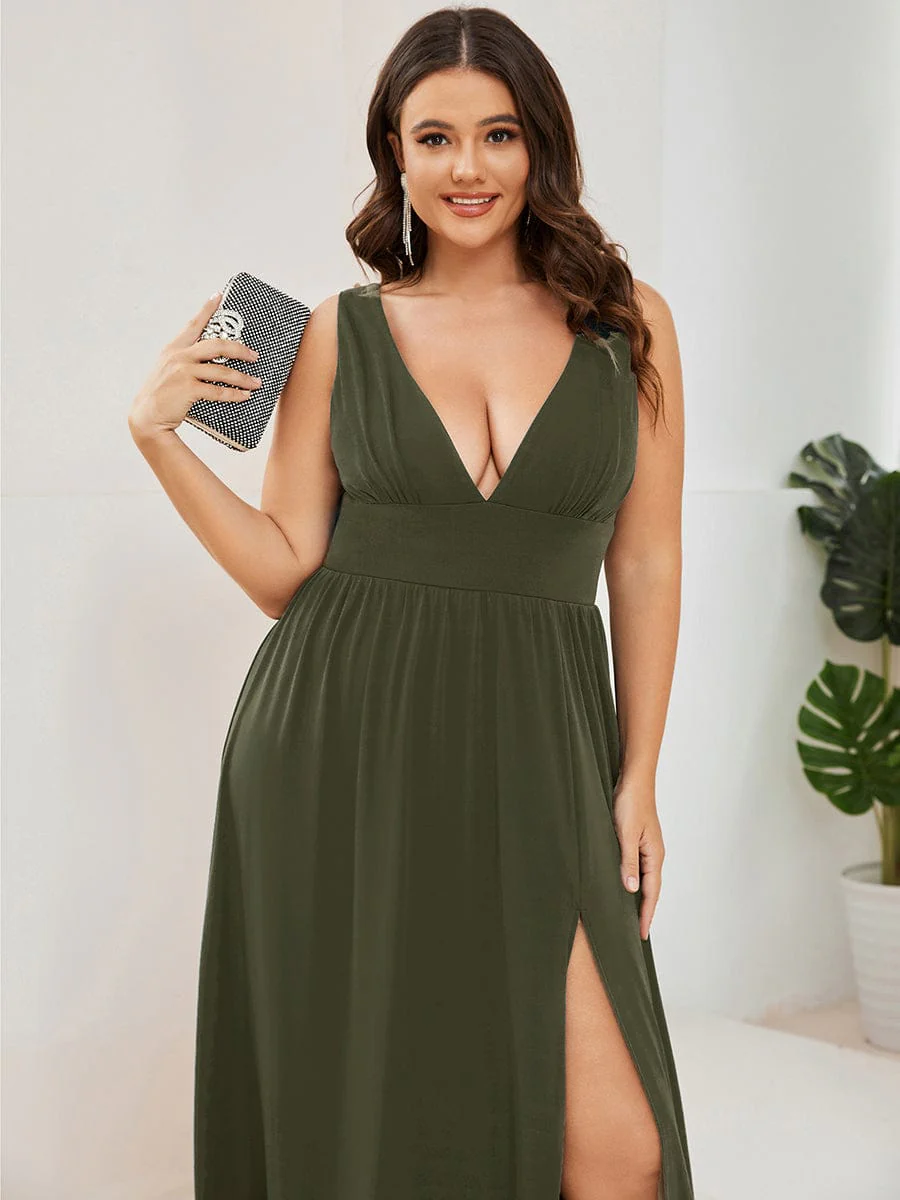 ever SORAYA|V-Neck High Slit Empire Waist Evening Dress(Final Sale) - Image 52