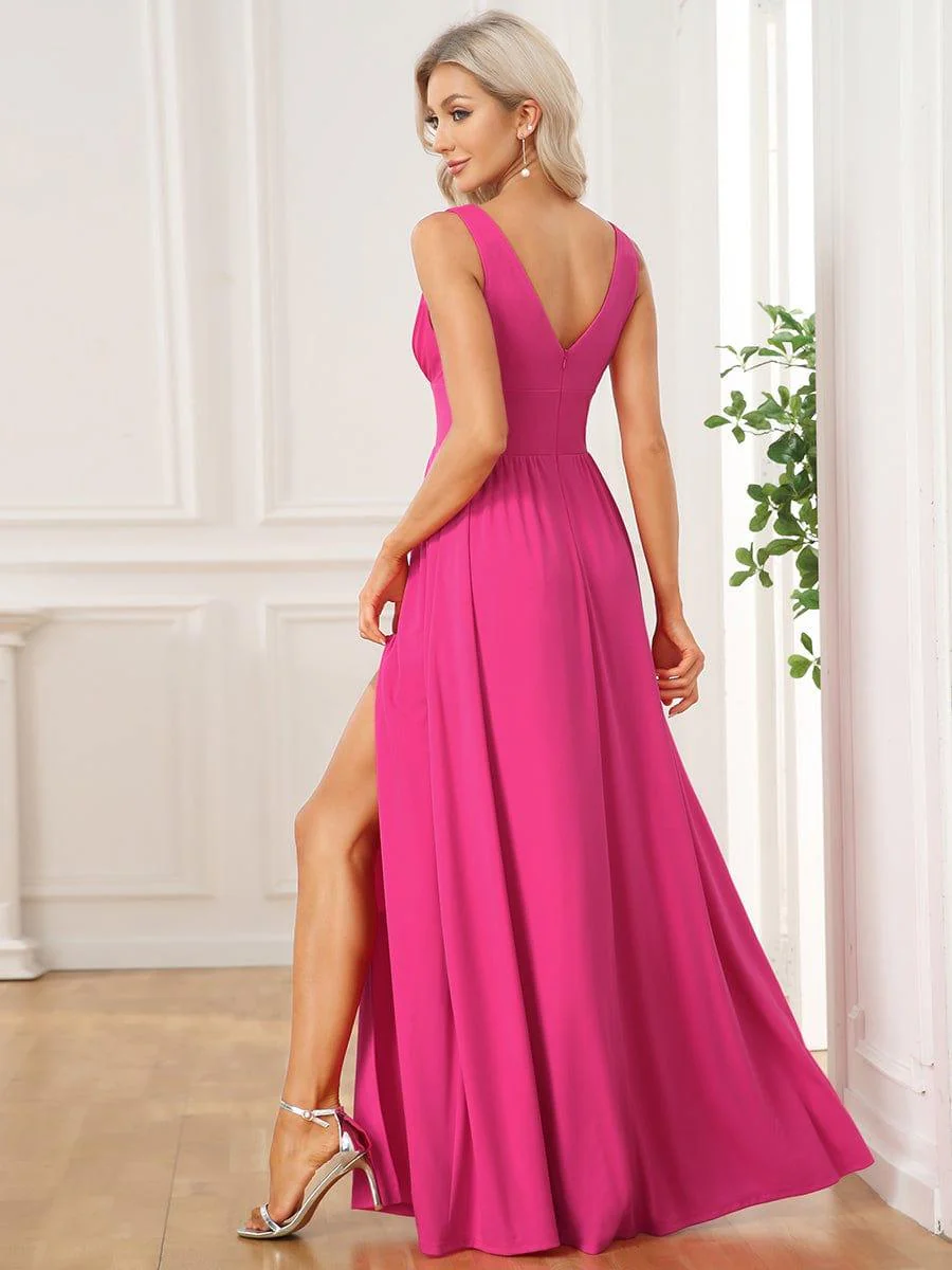 ever SORAYA|V-Neck High Slit Empire Waist Floor-Length Evening Dress - Image 100