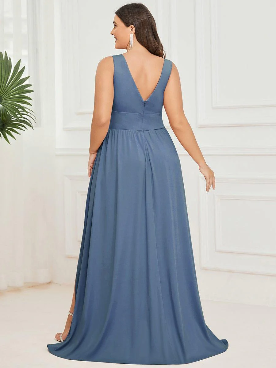 ever SORAYA|V-Neck High Slit Empire Waist Floor-Length Evening Dress - Image 118