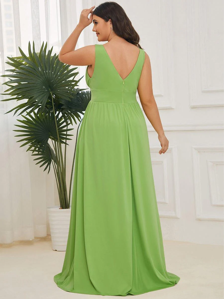 ever SORAYA|V-Neck High Slit Empire Waist Floor-Length Evening Dress - Image 132