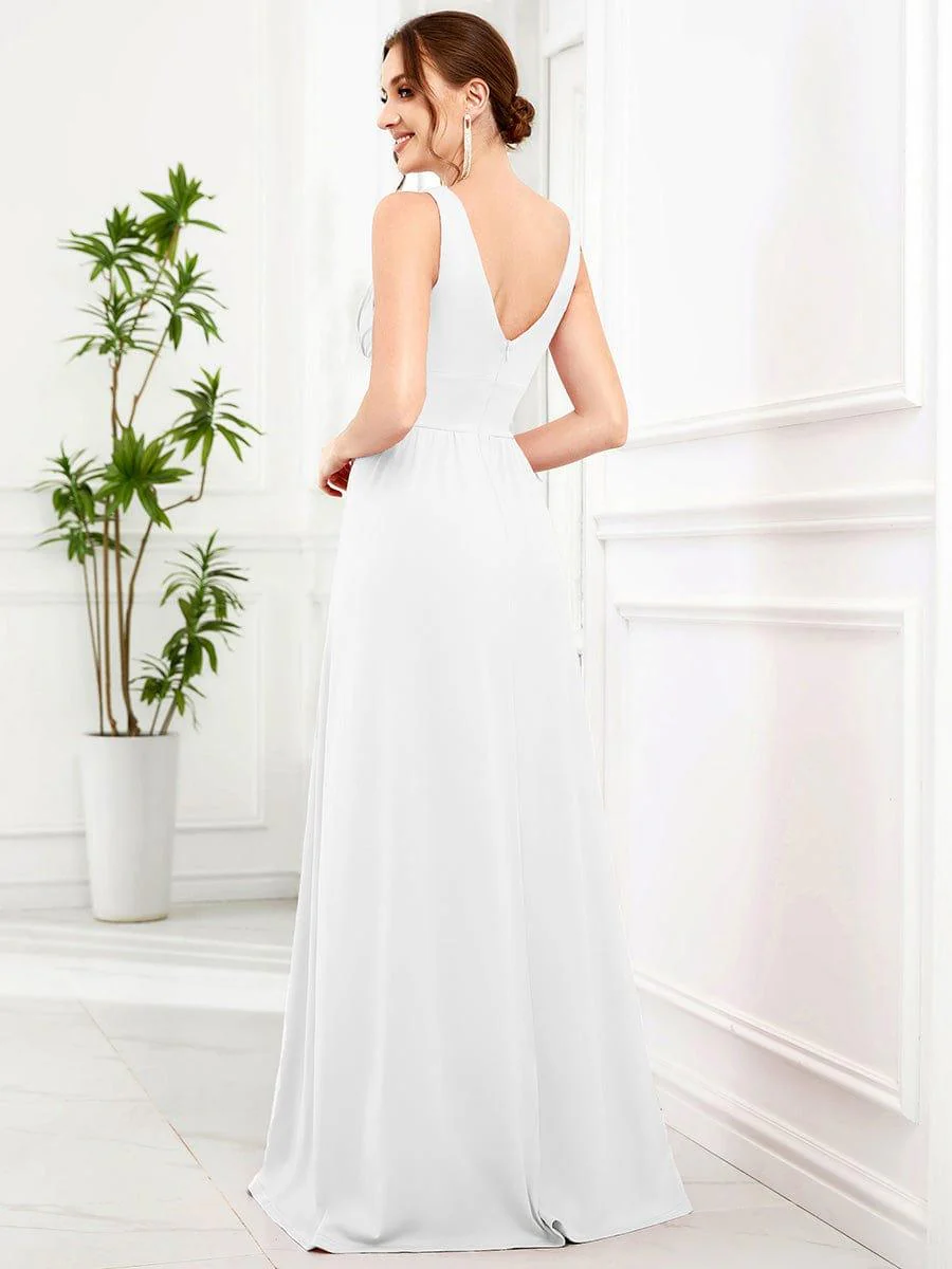 ever SORAYA|V-Neck High Slit Empire Waist Floor-Length Evening Dress - Image 145