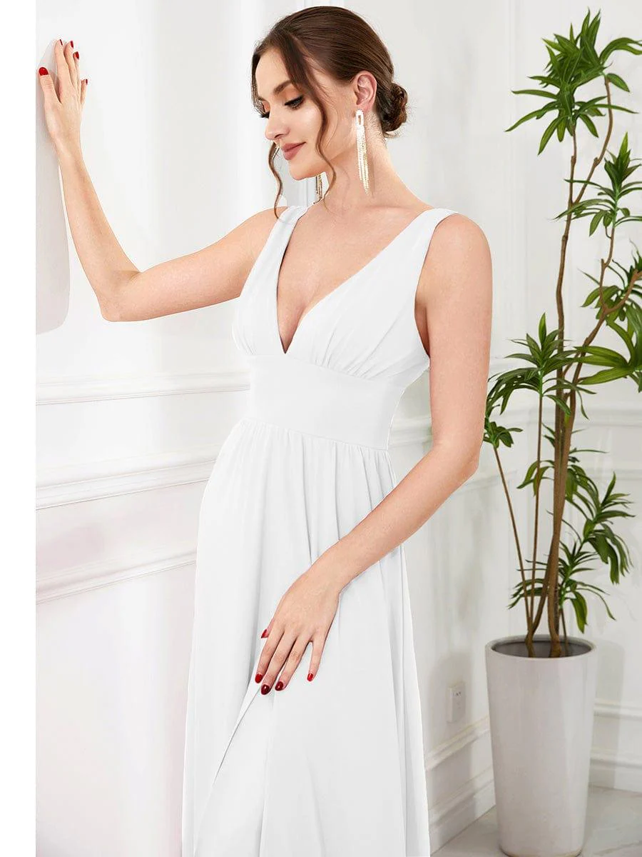 ever SORAYA|V-Neck High Slit Empire Waist Floor-Length Evening Dress - Image 146
