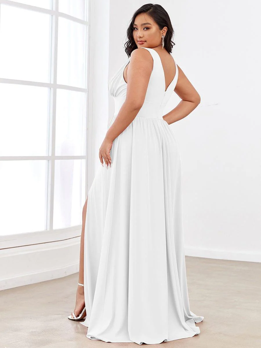 ever SORAYA|V-Neck High Slit Empire Waist Floor-Length Evening Dress - Image 150