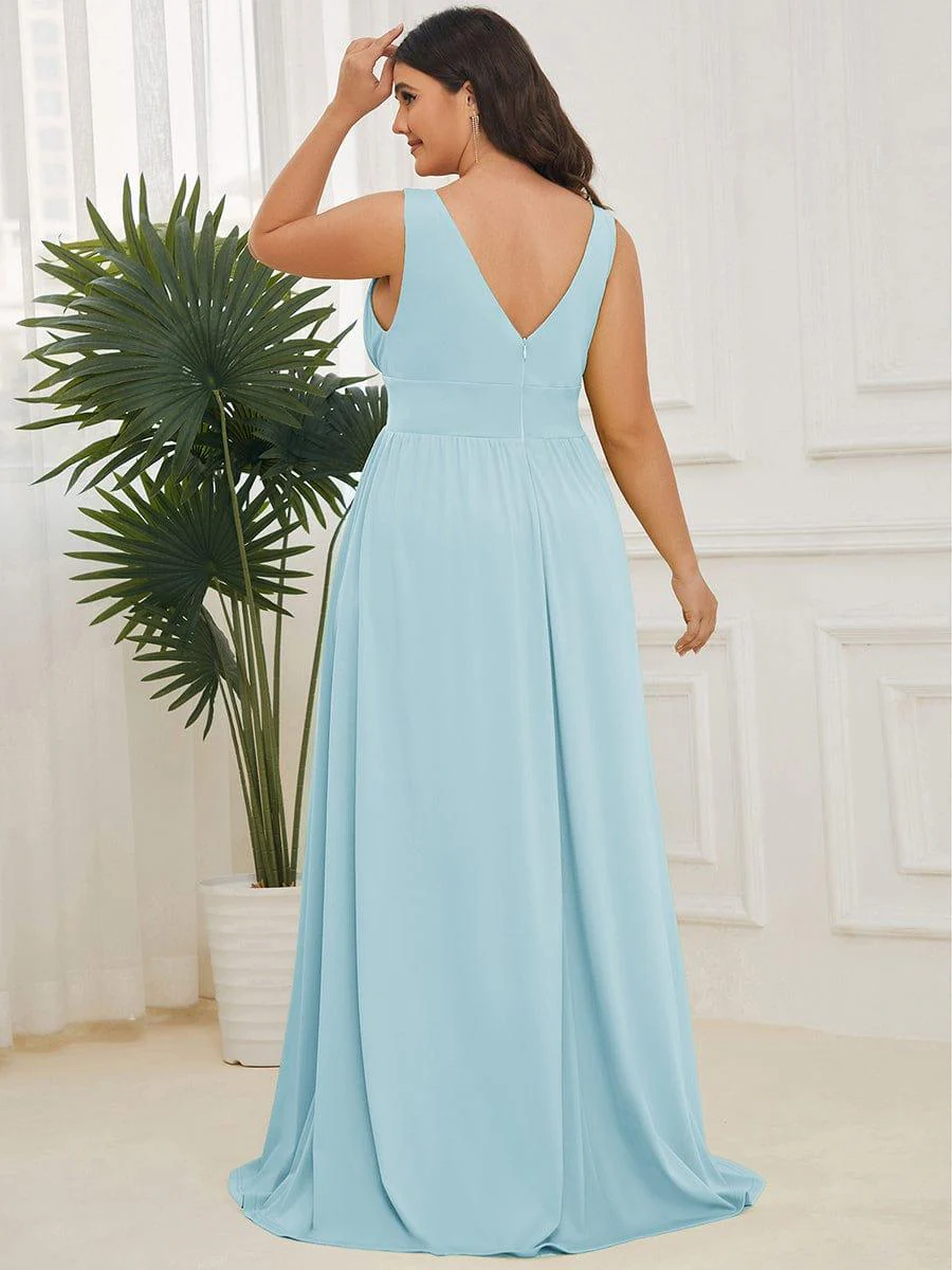 ever SORAYA|V-Neck High Slit Empire Waist Floor-Length Evening Dress - Image 158