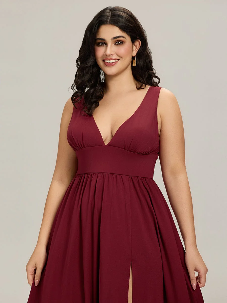 ever SORAYA|V-Neck High Slit Empire Waist Floor-Length Evening Dress - Image 164