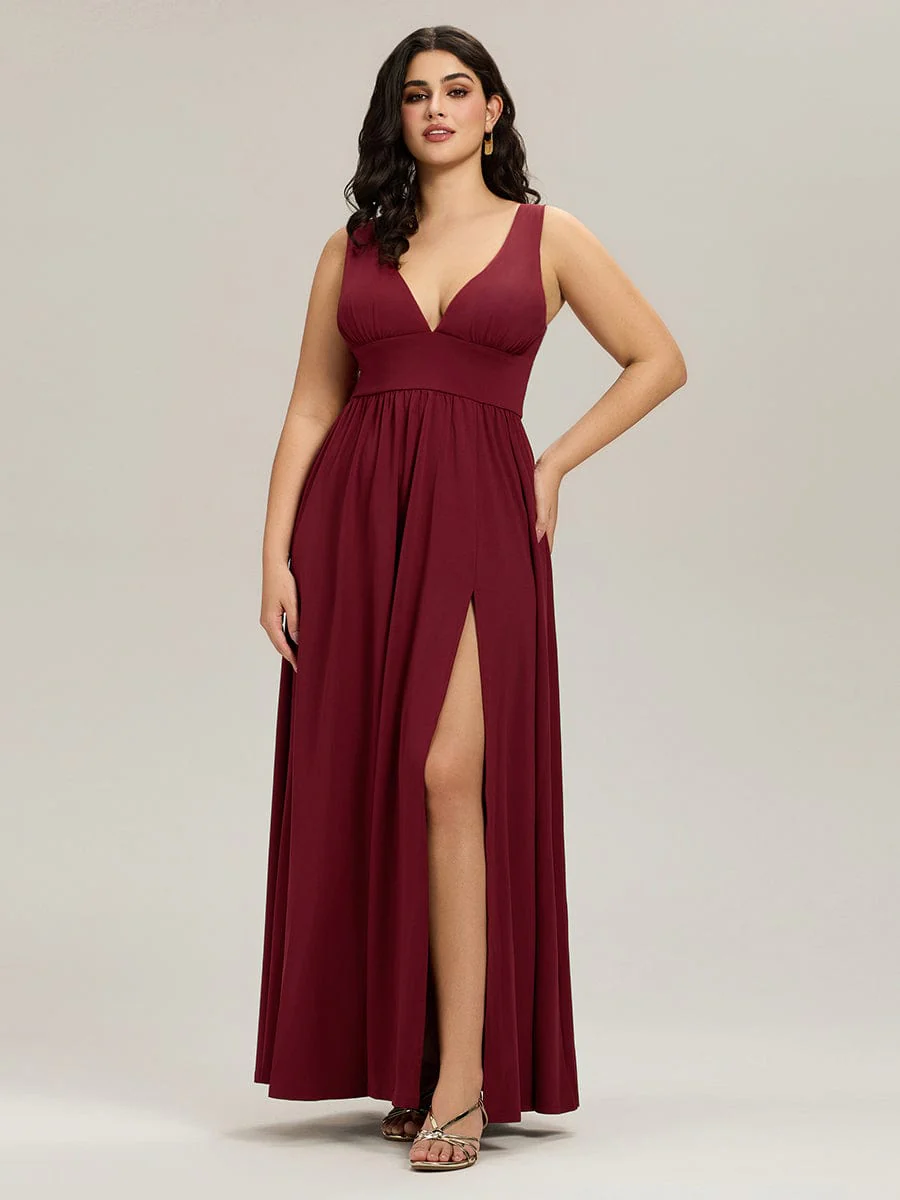 ever SORAYA|V-Neck High Slit Empire Waist Floor-Length Evening Dress - Image 17