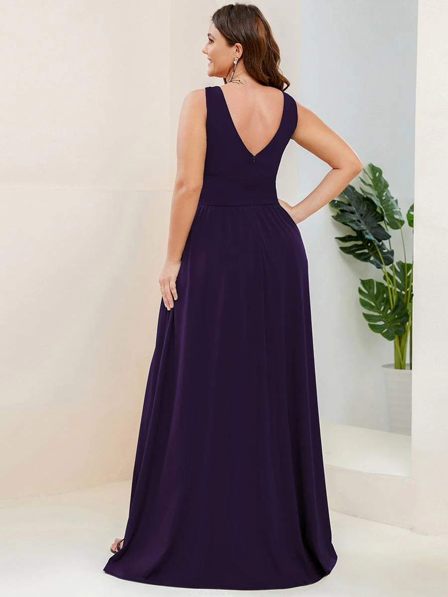 ever SORAYA|V-Neck High Slit Empire Waist Floor-Length Evening Dress - Image 171