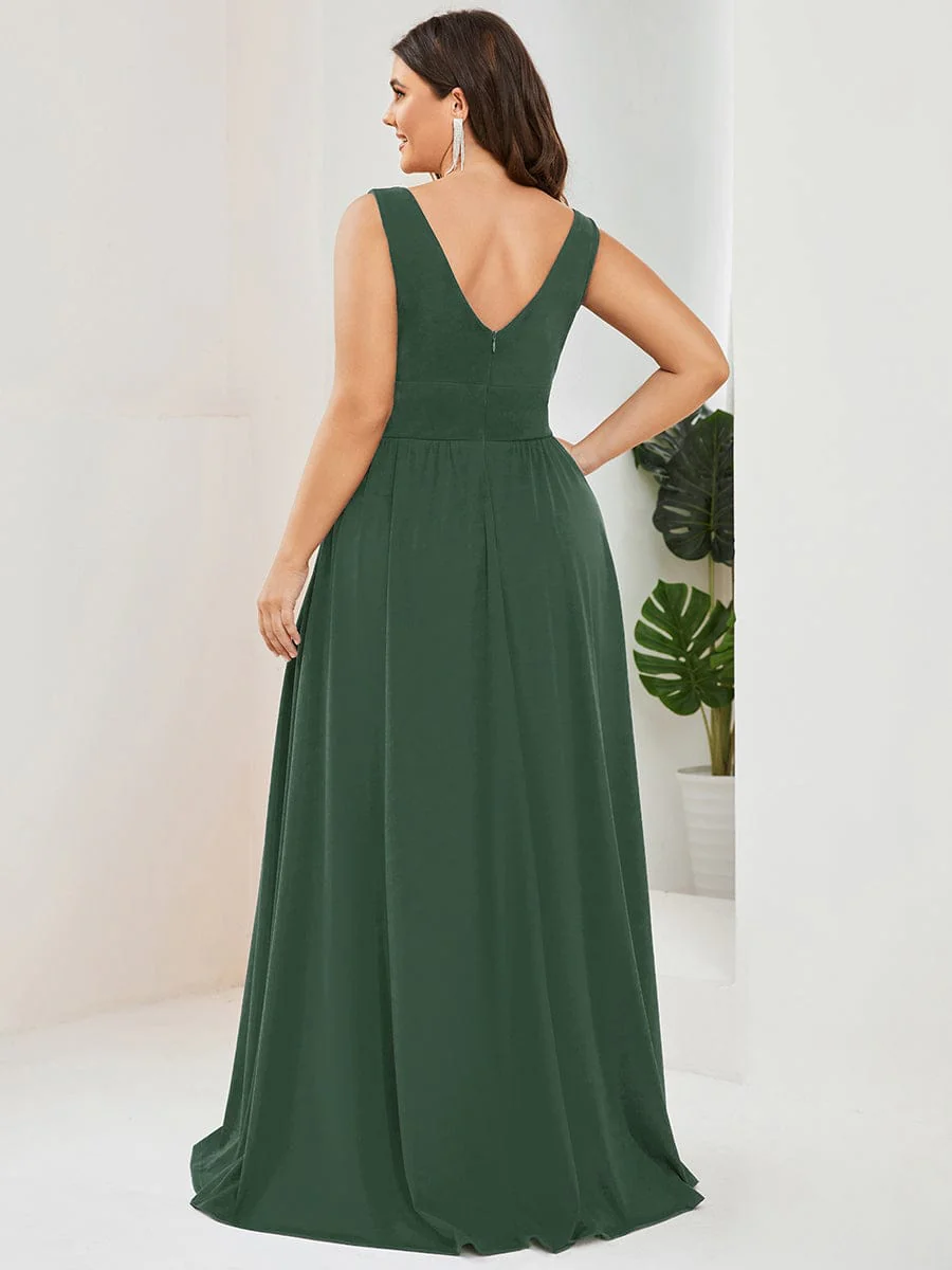 ever SORAYA|V-Neck High Slit Empire Waist Floor-Length Evening Dress - Image 181