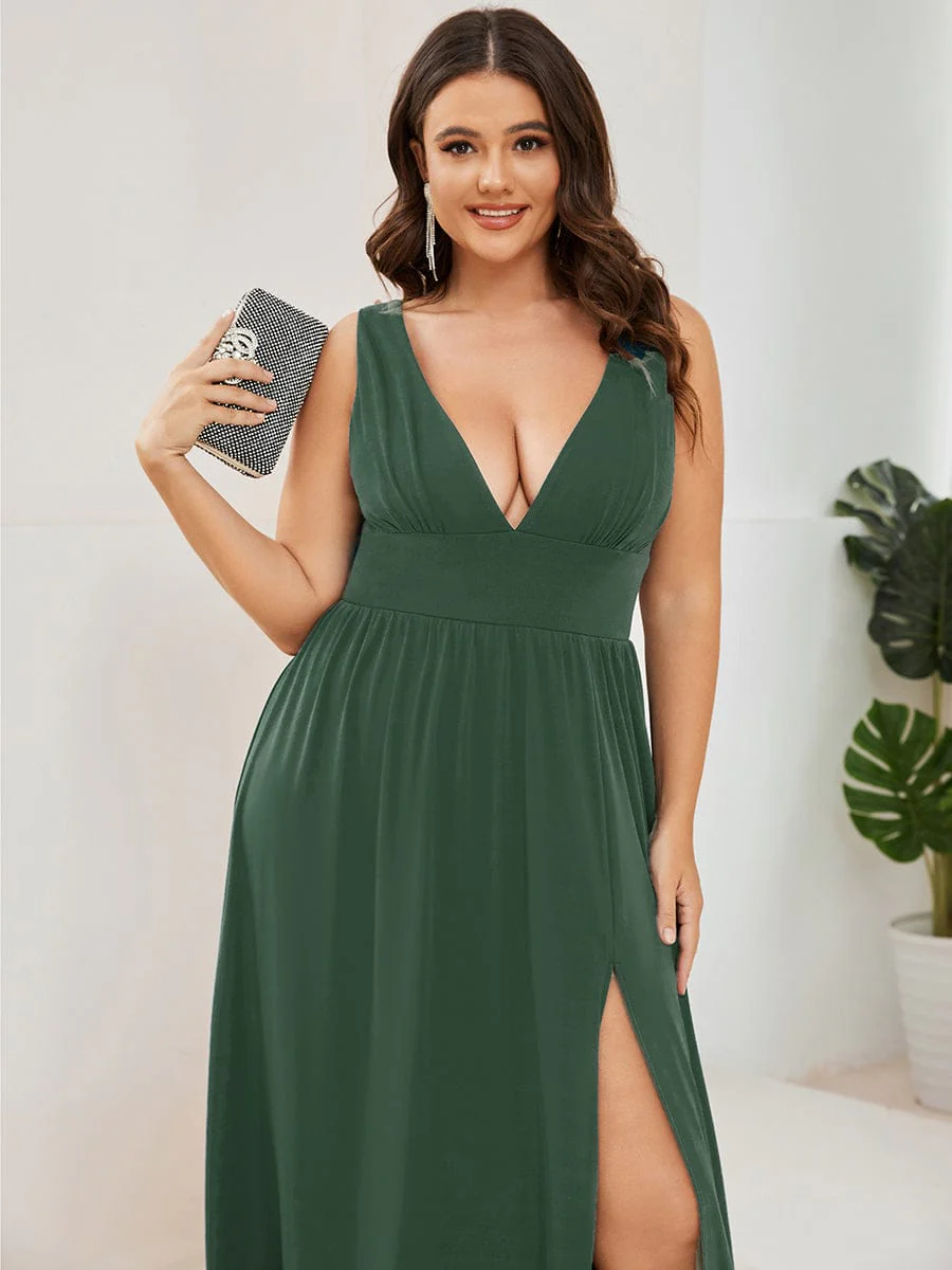ever SORAYA|V-Neck High Slit Empire Waist Floor-Length Evening Dress - Image 184