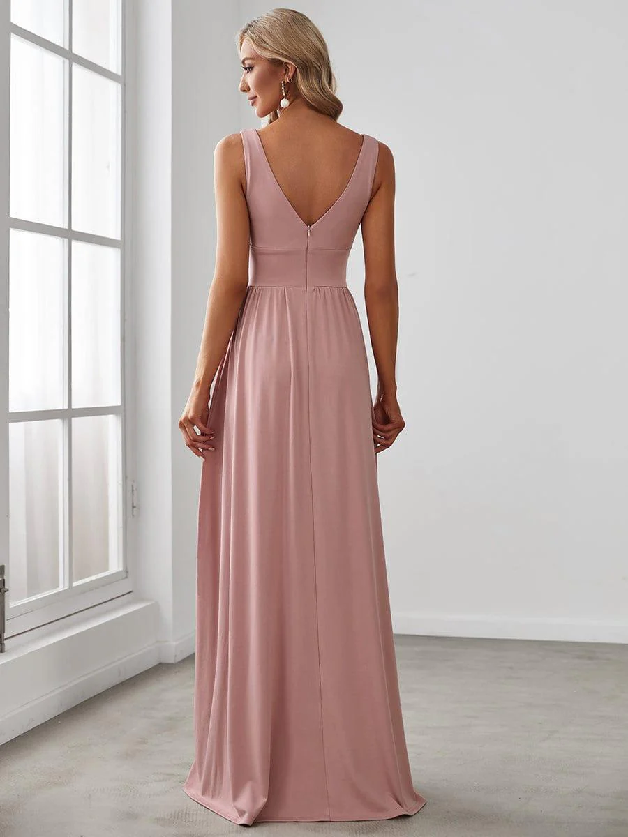 ever SORAYA|V-Neck High Slit Empire Waist Floor-Length Evening Dress - Image 20