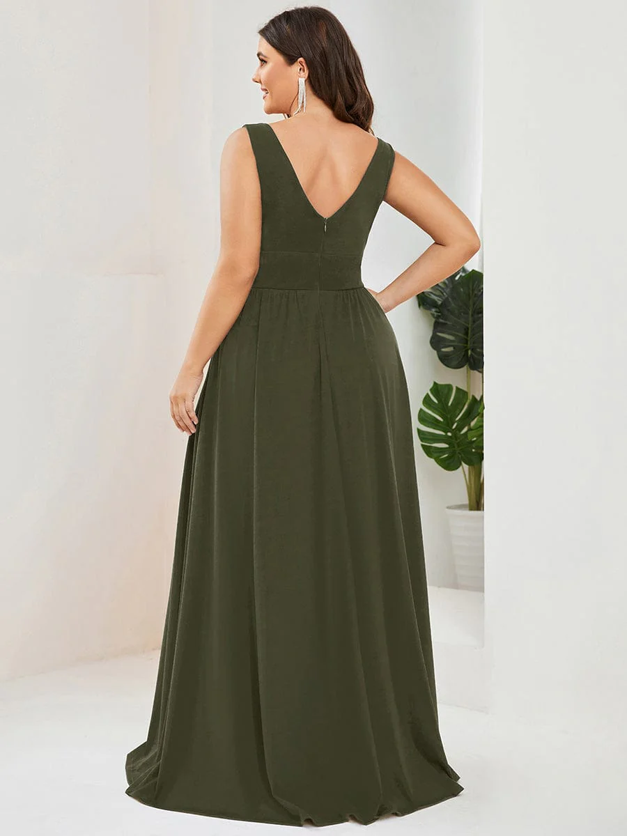 ever SORAYA|V-Neck High Slit Empire Waist Floor-Length Evening Dress - Image 201