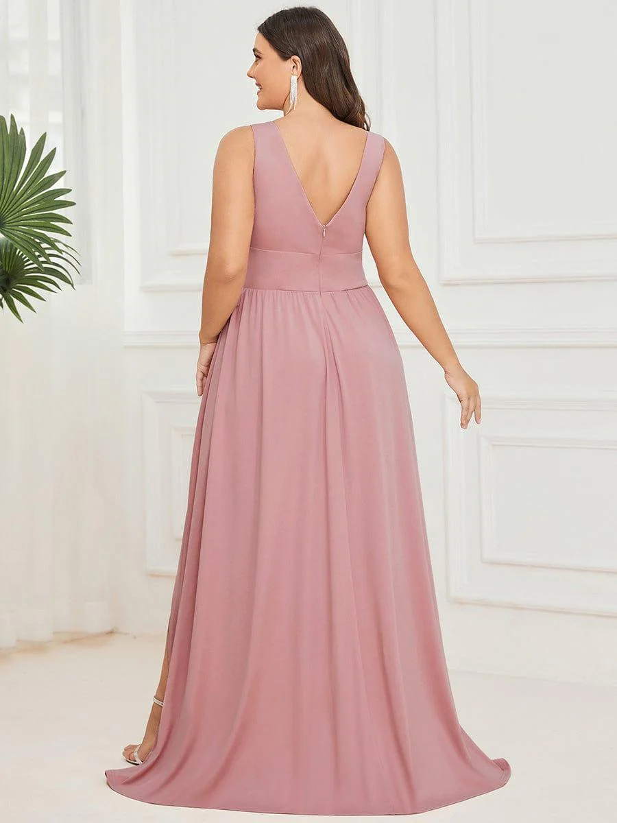 ever SORAYA|V-Neck High Slit Empire Waist Floor-Length Evening Dress - Image 27