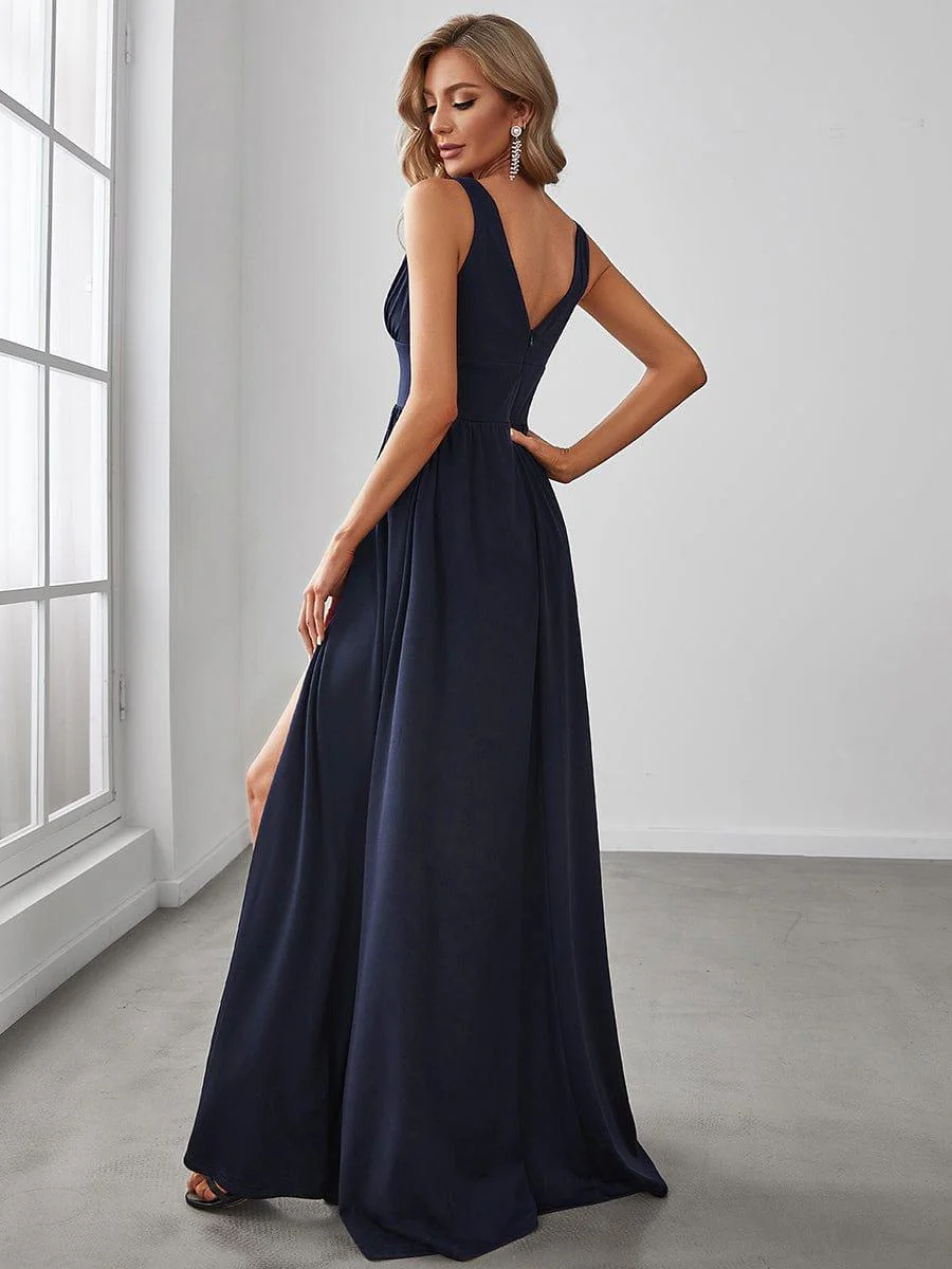 ever SORAYA|V-Neck High Slit Empire Waist Floor-Length Evening Dress - Image 31