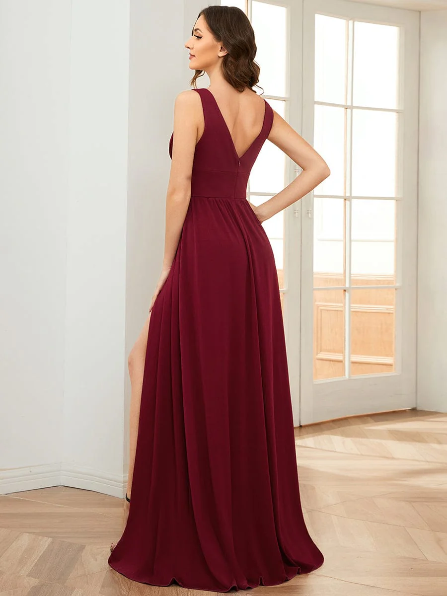 ever SORAYA|V-Neck High Slit Empire Waist Floor-Length Evening Dress - Image 4