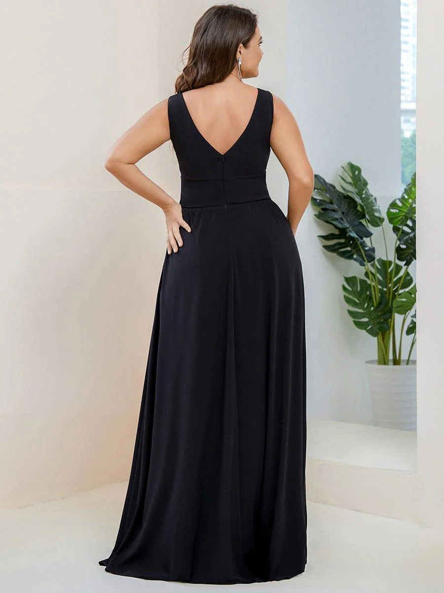 ever SORAYA|V-Neck High Slit Empire Waist Floor-Length Evening Dress - Image 42
