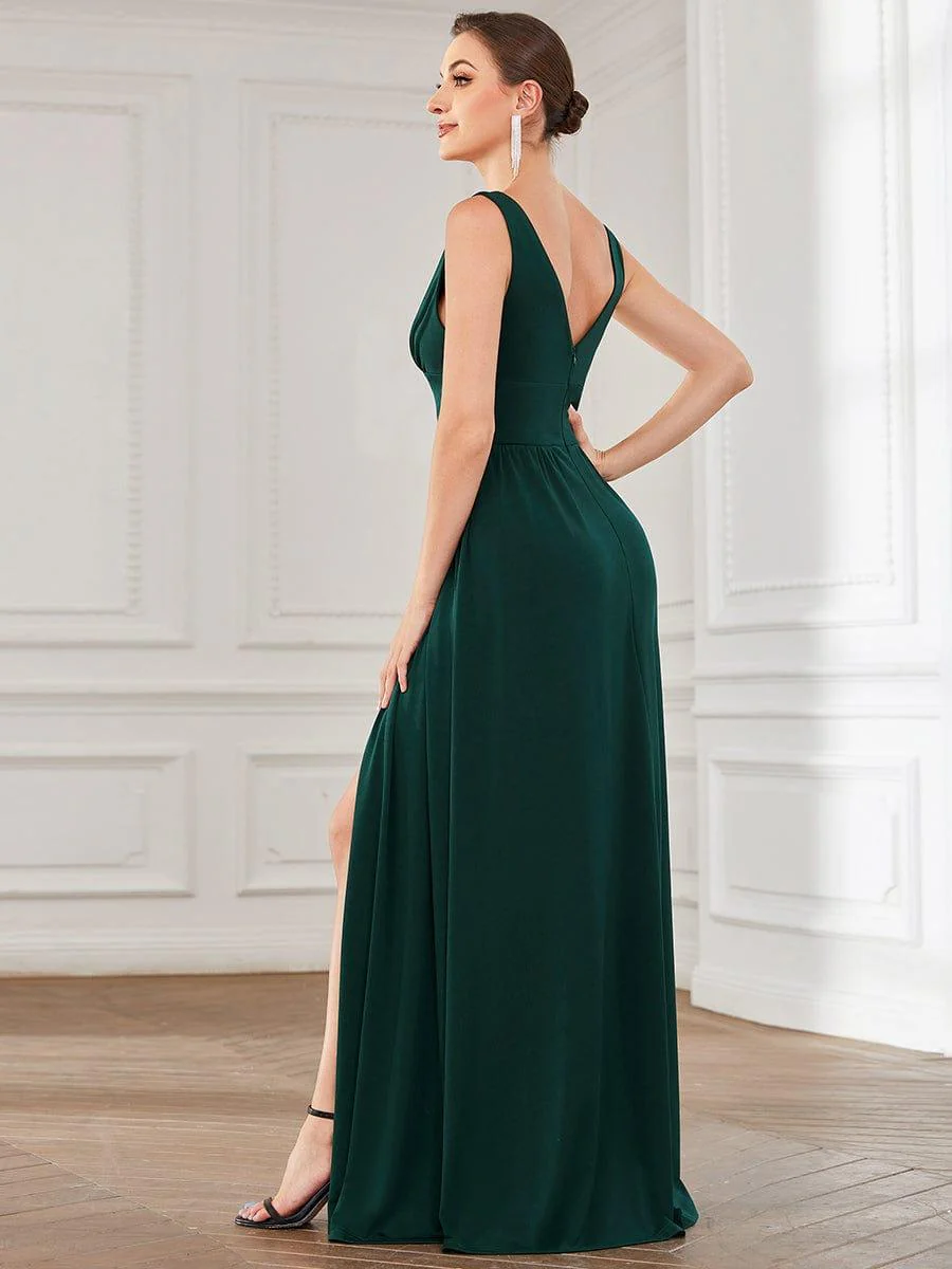 ever SORAYA|V-Neck High Slit Empire Waist Floor-Length Evening Dress - Image 44