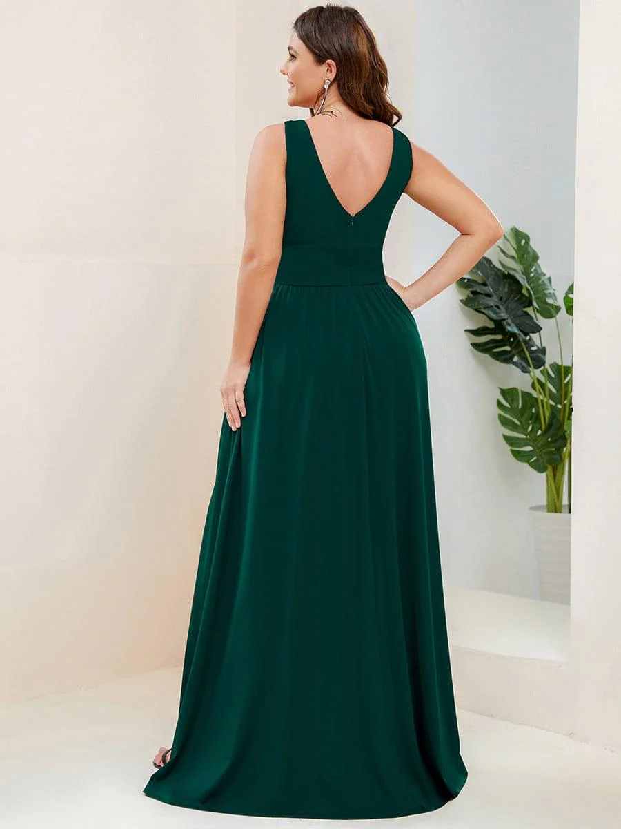 ever SORAYA|V-Neck High Slit Empire Waist Floor-Length Evening Dress - Image 49