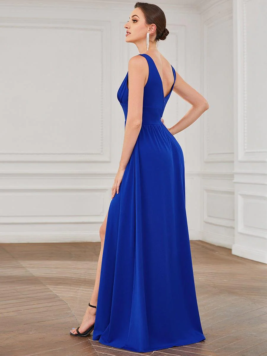 ever SORAYA|V-Neck High Slit Empire Waist Floor-Length Evening Dress - Image 51