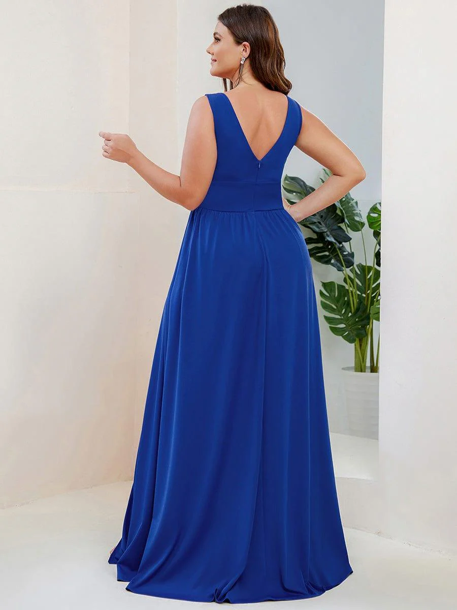 ever SORAYA|V-Neck High Slit Empire Waist Floor-Length Evening Dress - Image 56
