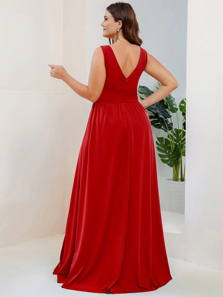 ever SORAYA|V-Neck High Slit Empire Waist Floor-Length Evening Dress - Image 61